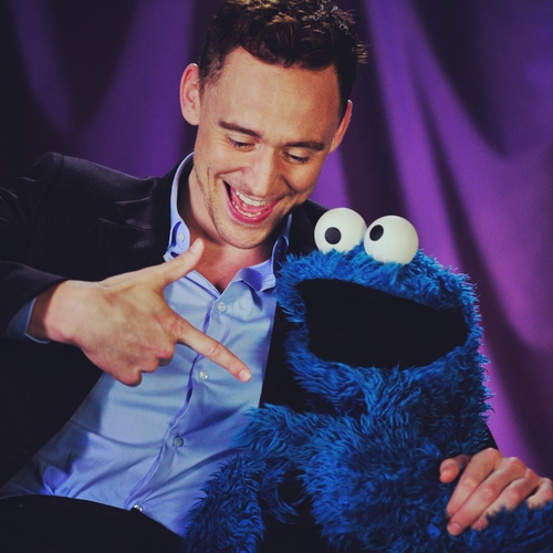 Tom Hiddleston and Cookie Monster